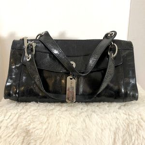 Charles David Front Snap Pocket Silver Black Bag